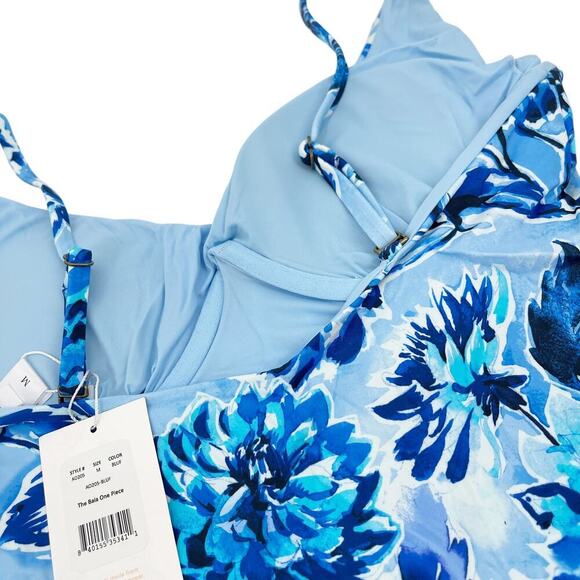Andie The Bala One Piece Swimsuit Blue Floral Size Medium NEW with Tags! - Picture 6 of 9